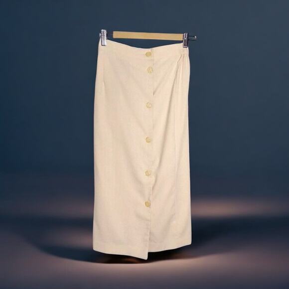 Josephine Chaus Yellow Pencil Skirt Size 4P Lined Linen Feel Career Cocktail - Picture 1 of 7